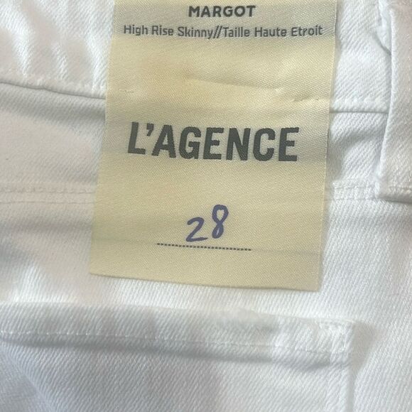 L'agence Margot Skinny High Rise Blanc White Distressed Womens Jeans size 28 - Picture 6 of 6